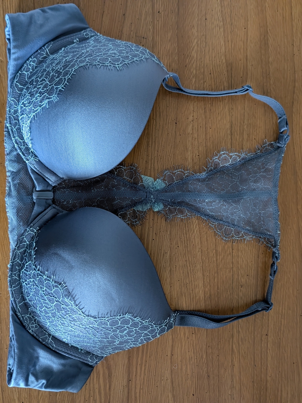 Victoria's Secret Lace-Trim Racerback Bra in Teal Blue